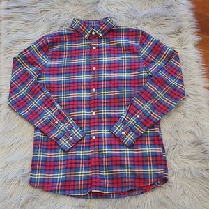 Vineyard vines boys blue, red and yellow flannel long sleeve button down size 18
